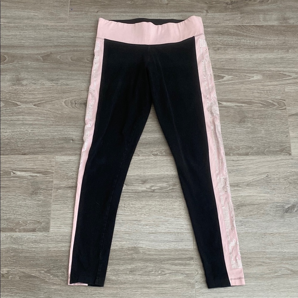 Victoria’s Secret PINK Yoga Rhinestone Pink and Black Leggings